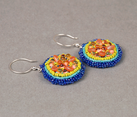Complete bead embroidered earrings
